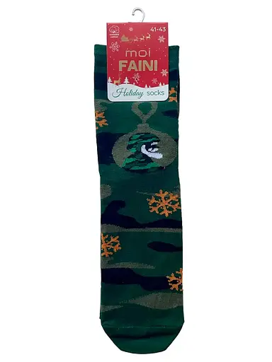 Шкарпетки Новорічні чоловічі з індійської бавовни Санта мілітарі 113053 - фото 1