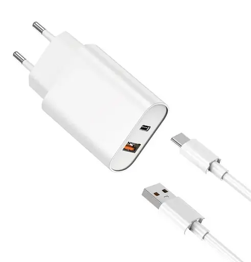 Мережевий зарядний пристрій Wiwu Wi-U002 PD QC charger set with EU plug Type C to Lightning Білий - фото 1
