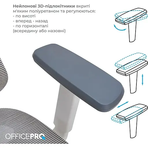 Крісло офісне Officepro Atlas OC630-W-LG-LG White/Light Gray (OC630-W-LG-LG) - фото 12