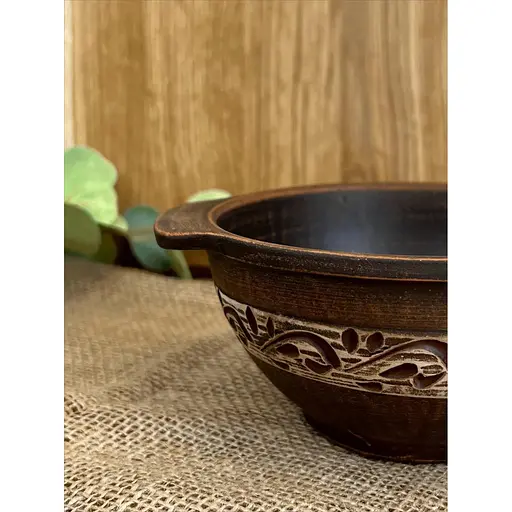 Бульонница 0.6 литра керамическая (глиняная) резная Ангоб - фото 7