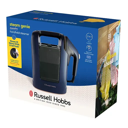 Russell Hobbs Відпарювач Russell Hobbs Genie Maestro, 1700Вт, 750мл, паровий удар -20гр, верт. відпарювання, керам. підошва, синій - фото 9