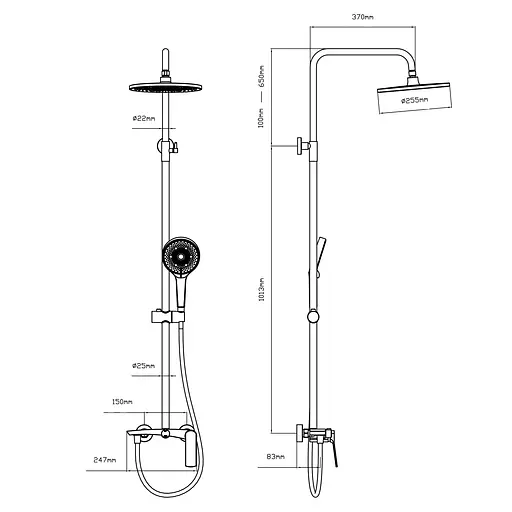 Душевая система для душа Qtap Slavonice на два потребителя QTSLA110GMB45913 Gunmetal Black PVD, Шлифованный черный хром - фото 2