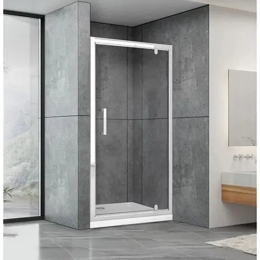 Душевые двери Dusel FA516 90x190, универсальные, прозрачный, хром - фото 1