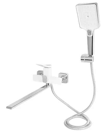 Смеситель для ванной Qtap Presto с душевым гарнитуром Chrome/White QTPRE2601CRW45578 - фото 2