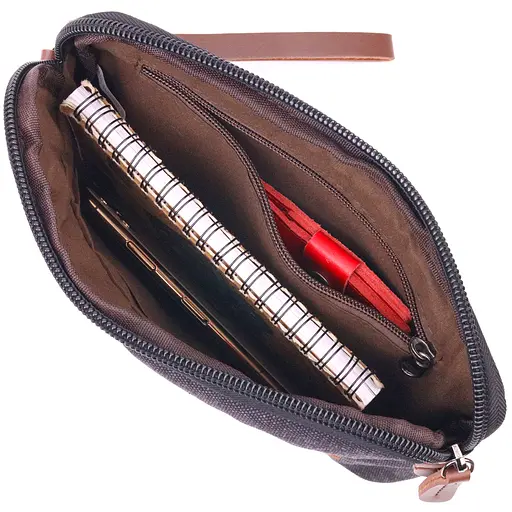 Комфортная мужская барсетка текстильная Vintage 24х16х3 см sum0021445 - фото 5