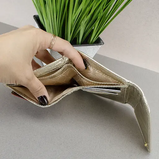 Гаманець жіночий шкіряний маленький Sabrina золотий - фото 7