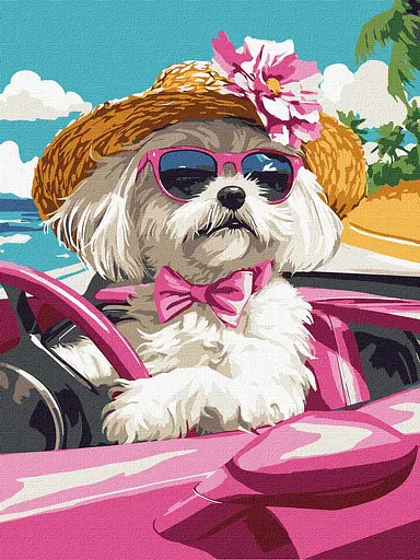 Набор для росписи по номерам Розовая машина, Ideyka, 30x40 см, КНО6738