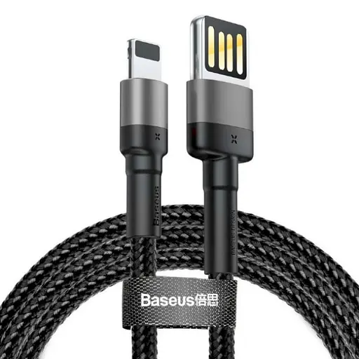 Кабель 2 метра 2-сторонний Baseus Cafule - USB - Lightning special edition CALKLF-HG1 черно-серый - фото 1
