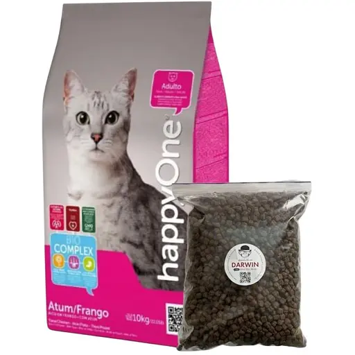 Сухой корм для взрослых кошек happyOne Cat Tuna & Chicken с тунцом и курицей 1 кг на вес - фото 1