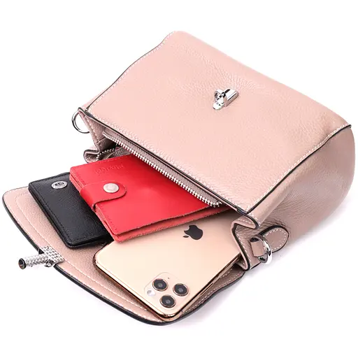 Женская кожаная сумка Vintage с металлической защелкой 19х15х9 см sum0029041 - фото 9