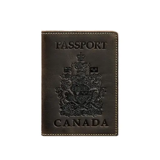Кожаная обложка для паспорта с канадским гербом темно-коричневая Crazy Horse - фото 6