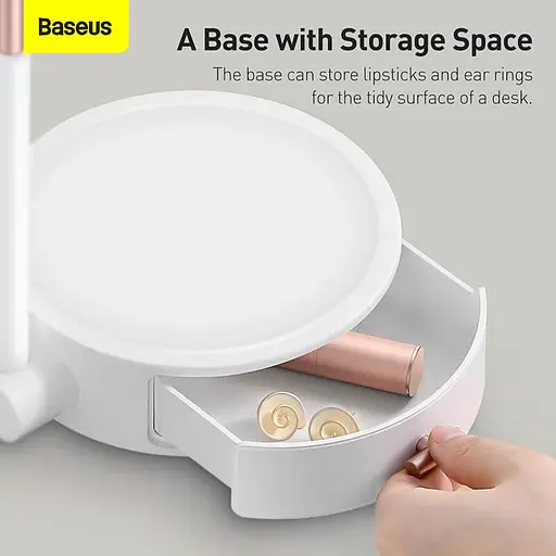 Зеркало Baseus Lighted Makeup Mirror with Storage Box 3 Level touch brightness (DGZM-02) - фото 4