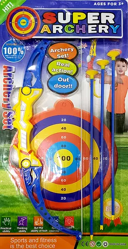 Лук 57см, стріли-присоски 3шт, мішень, AY189-1 на листі 64-33-4см (6903161271019) Жовтий - фото 1