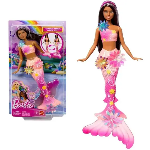 Лялька-русалонька Barbie Квіткова магія серії Фантастичний світ брюнетка (JDM73)