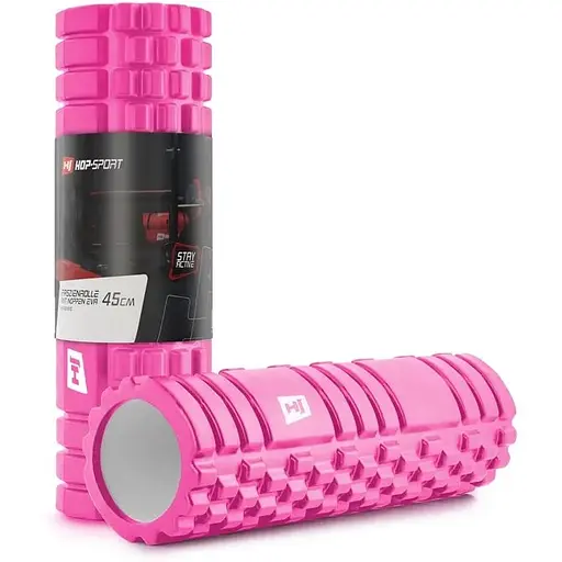 Роллер массажер (валик, ролик) Hop-Sport EVA 45см розовый - фото 2