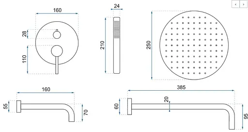 Душова система прихованого монтажу Rea Lungo + Box з виливом brushed gold REA-P6609, Золотий - фото 6