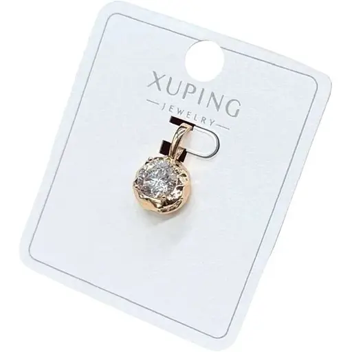 Жіночий кулон-підвіска Xuping з круглим кристалом у оправі з медичного золота з покриттям справжнім золотом 18K - фото 1