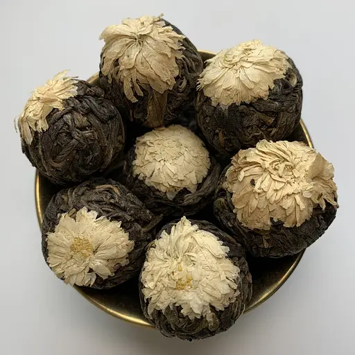 Шен пуэр связанный с хризантемой жемчужина дракона 100 г - фото 2