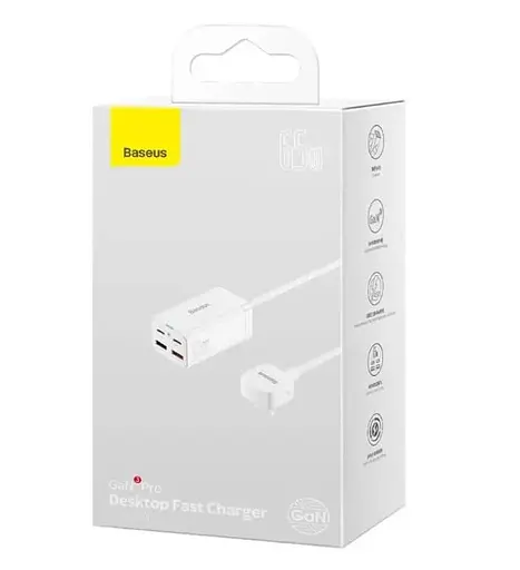 Потужний зарядний пристрій GaN3 65 W Baseus 2xUSB-A + 2xType-C з китайською вилкою (CCDK65C) - фото 3