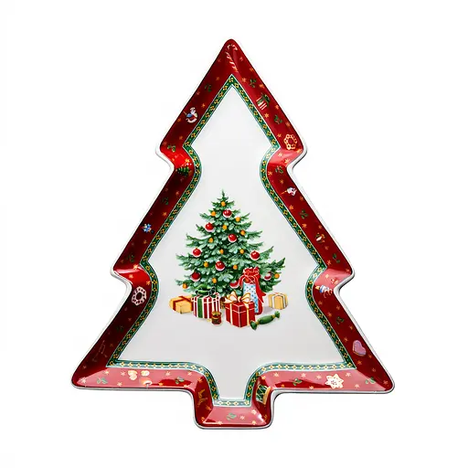 Блюдо сервірувальне новорічне для закусок Christmas 29 × 24 × 2 см фігурне Yiwu HP-SDHK-17