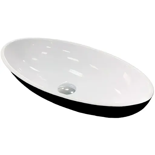 Раковина Adamant умывальник ANDERE NEW искусственный камень овальная без перелива черно-белый - фото 1