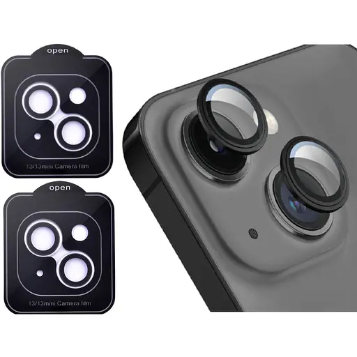 Захисне скло DK для Apple iPhone 13 на камеру Lens Metal Ring Eagle Eye 015731 black 2 шт.