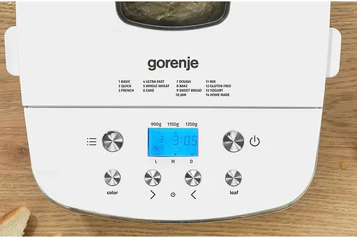 Gorenje Хлібопічка 750Вт програм-14 максиальна вага -1.350 кг форма прямокутник пластик білий - фото 6