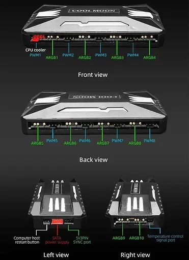 Контролер Coolmoon PWM ARGB controller (CM-PA1-B) Black - фото 3