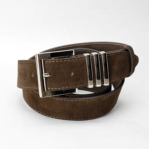 Ремінь жіночий замшевий JK-4066 коричневий зі сріблястою пряжкою (120 см) - фото 1