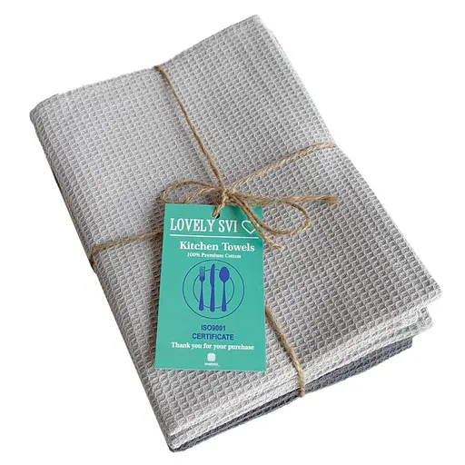 Набір кухонних вафельних рушників Lovely Svi 4 шт: 45 x 65 см, 100% бавовна Мікс темно та світло Сірих