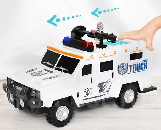 Поліцейська машина Cash Truck з кодовим замком купюропріємником і відбитком пальця Білий - фото 4