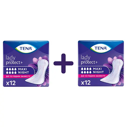 Урологічні прокладки Tena Lady Maxi Night 8 крапель 24 шт. (2 уп. х 12 шт.)