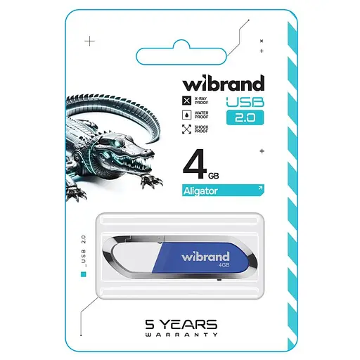 Флеш-накопичувач Wibrand USB 2.0 Aligator 4Gb блакитний - фото 2