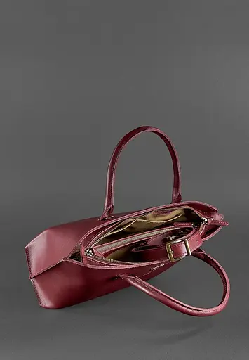 Жіноча шкіряна сумка Midi бордова - фото 7