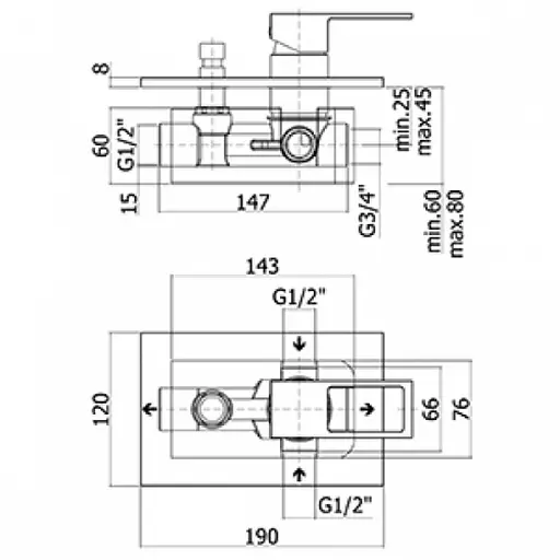 Смеситель скрытого монтажа Paffoni Elle EL 015 CR, Хром - фото 2