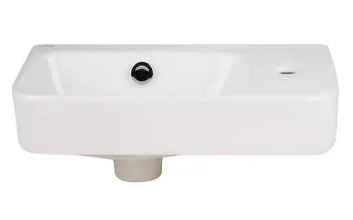 Комплект Qtap Tern: Раковина подвесная прямоугольная правая 450х250х158 мм White + Донный клапан PU02O (QT17115117RWN47328) - фото 2