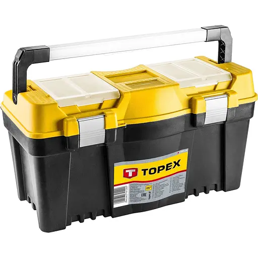 Ящик для инструмента Topex 25" с органайзером на крышке 60x29x33 см (79R129) - фото 1