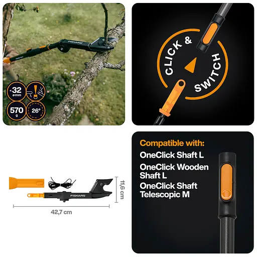 Сучкорез для сухих веток Fiskars OneClick Anvil до 32 мм (1080702) - фото 2