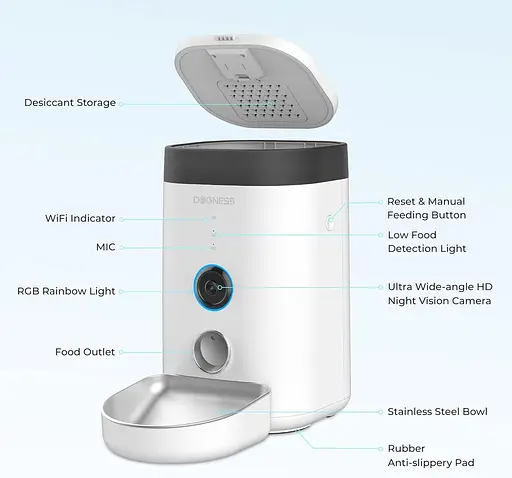 Годівниця для домашніх тварин Dogness F10 Wide View Cam, біла, кришка на 4 літри - фото 4