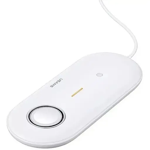 Зарядне бездротове USAMS US-CD119 2-в-1 для Apple Watch і телефонів 2W і 10W біле - фото 1