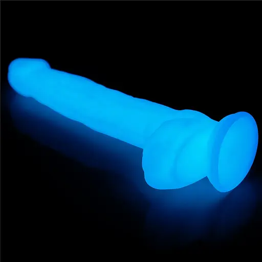 Неоновый фаллоимитатор LoveToy Lumino Play 26.9 см голубой - фото 3
