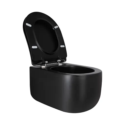 Унитаз подвесной Qtap Taurus безободковый с сиденьем Soft-close QT2433084EUQMB, Черный матовый - фото 4