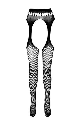 Эротические колготки-бодистокинг Passion ECO S002 black с доступом геометрическое плетение One size - фото 5