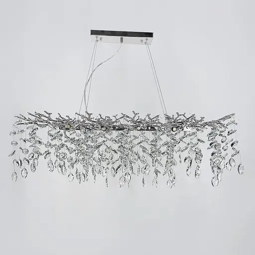 Видовжена срібна люстра DIAMINA з кришталевим камінням у корпусі 100 см | Арт. 33007-L1000*400 CH | Line F - фото 7