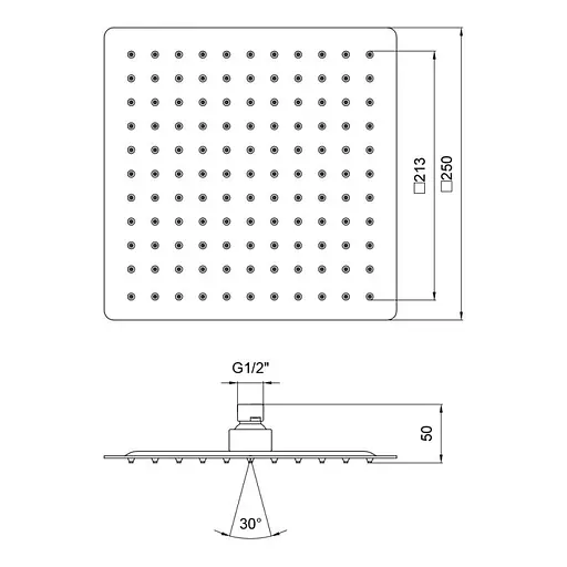 Верхній душ Lidz (CRM)- 51 10 104 25, Хром - фото 2