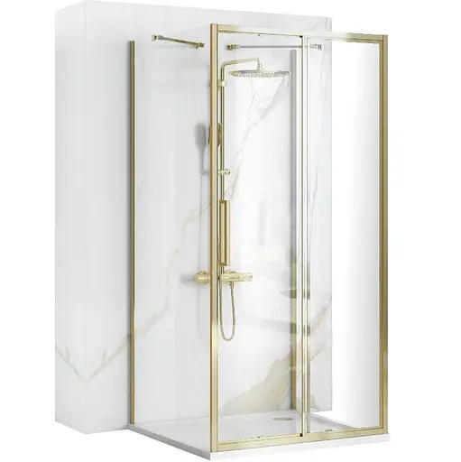 Душевая кабина Rea Rapid Slide 150x90 gold пристенная REA-KPL-09432, Универсальная, прозрачная, золотая - фото 1