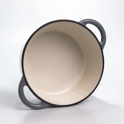 Кастрюля чугунная 2.5 л эмалированная с крышкой посуда для тушения запекания кухонная томония Серый Premium Cookware HP-1-14-GREY - фото 7