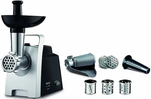 Tefal М'ясорубка HV1 7in1, 1400Вт, 1.7кг/хв, 2 решітки, насадка для ковбас, томатів, 3 терки, пластик, чорний - фото 1