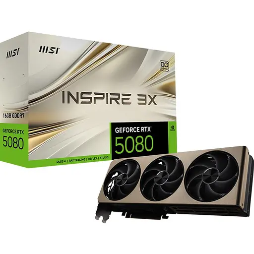 Видеокарта MSI GeForce RTX 5080 INSPIRE 3X OC 16G (G5080-16I3C) EU [125999]
