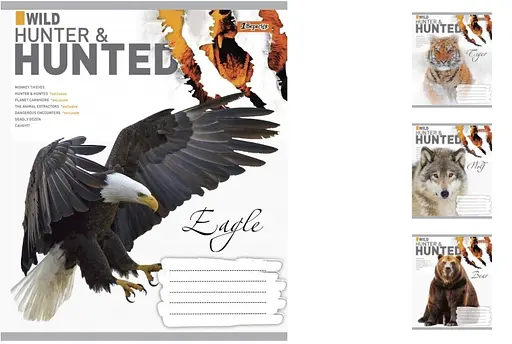 Зошити учнівські 60 аркушів клітинка. 1В Hunted, зошит дя записів 10 шт. в упаковці